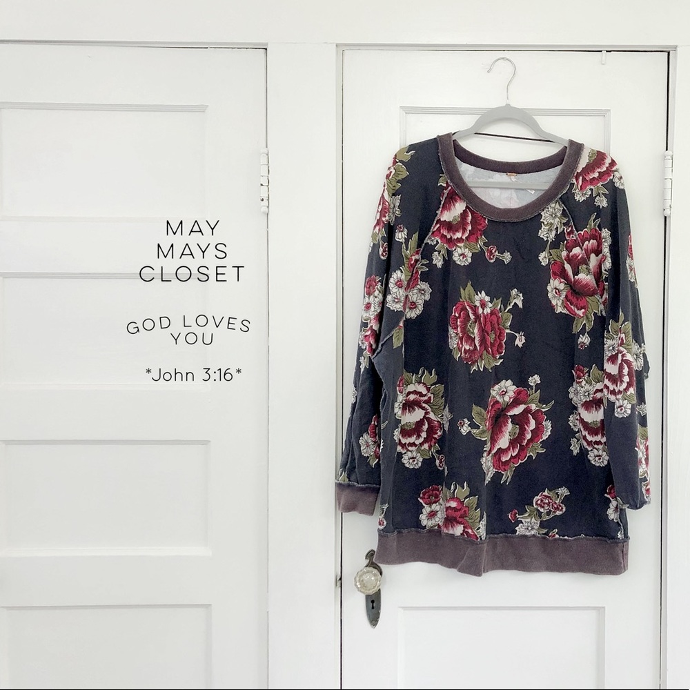 Free People Go On Get Floral Sweatshirt Pullover